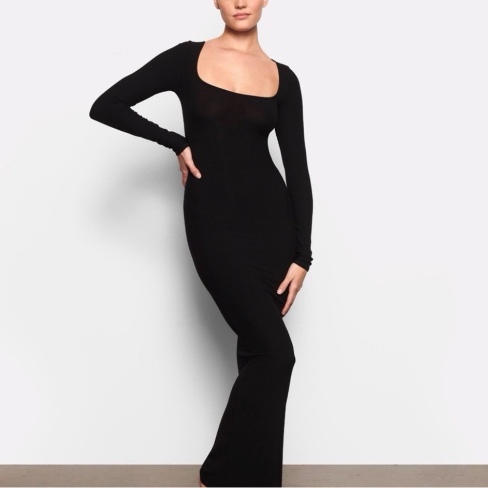 SKIMS Black Long Sleeve Dress